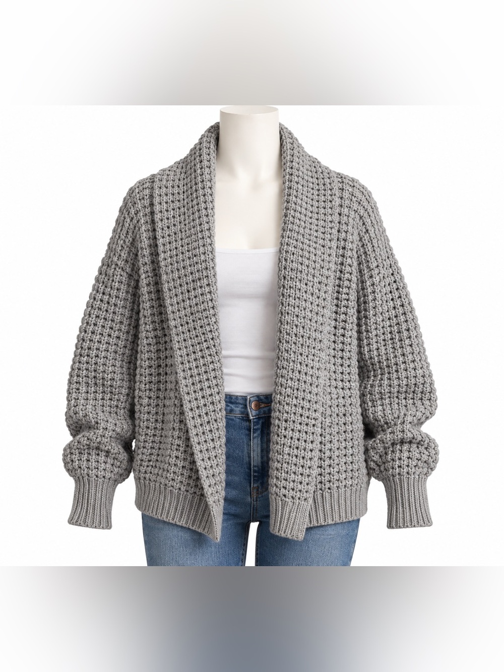GAP Chunky Knit Sweater Gray Textured Oversized Relaxed Cozy Pullover